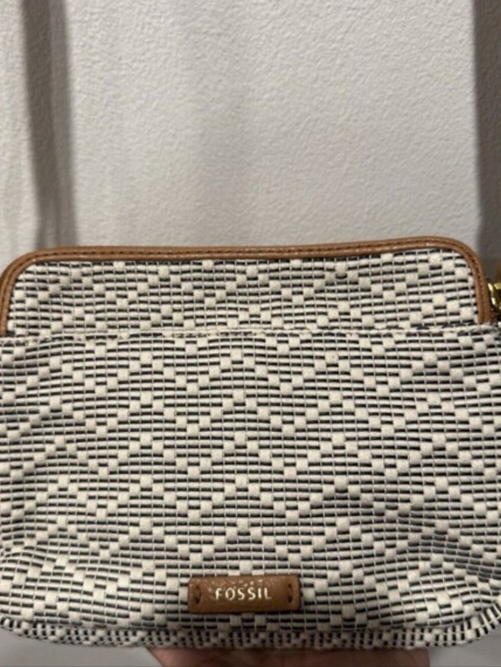 Fossil Cream and Black Woven  with Tan Trim